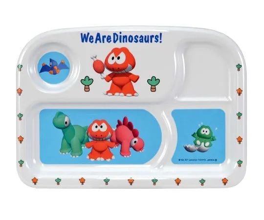 63-7201-65 Melamine Children's Tableware Dinosoise Square Lunch Tray MC-40D 0382310