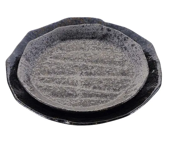 63-7196-57 Japanese tableware collection black glaze sogi round plate 4 cm 8181450