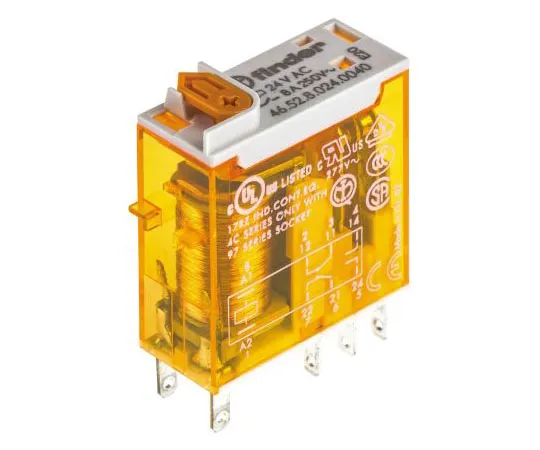 63-7615-79 Finder46 Series DPDT Non-Latching Relay Plug In, 24V ac Coil, 8A 46.52.8.024.0040