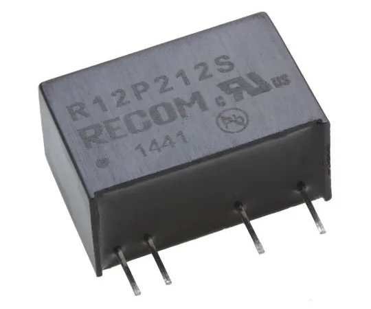63-7673-85　Recom 2W Isolated DC-DC Converter Through Hole, Voltage in 10.8 → 13.2 V dc, Voltage out 12V dc　R12P212S