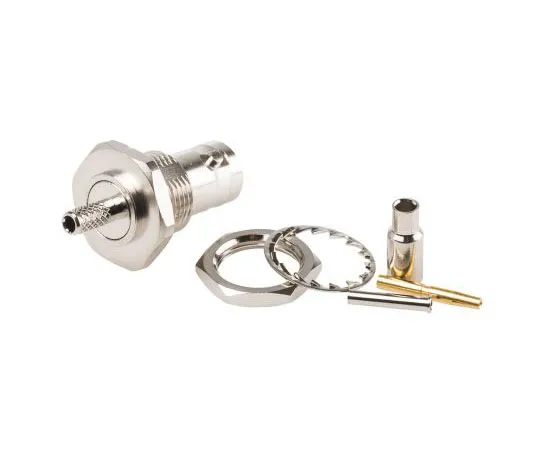 63-7683-16 TE Connectivity Straight 50Ω Panel Mount Bulkhead Fitting BNC Connector, jack, Nickel, Crimp Termination, RG174 A/U, 1-1337548-0