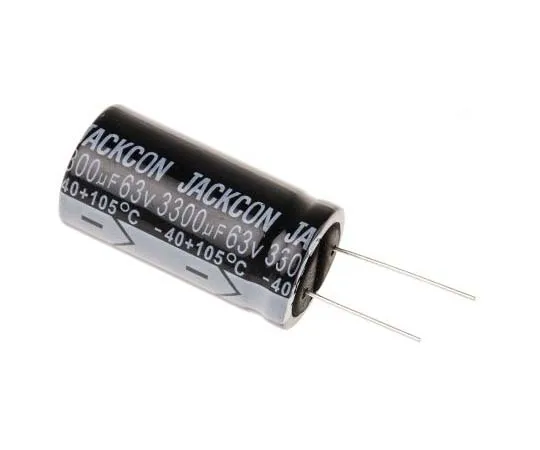 63-7737-84　RS PRO 3300μF 63V dc Aluminium Electrolytic Capacitor, Through Hole 22 (Dia.) x 42mm +105°C 22mm 10mm 42mm　170-1279