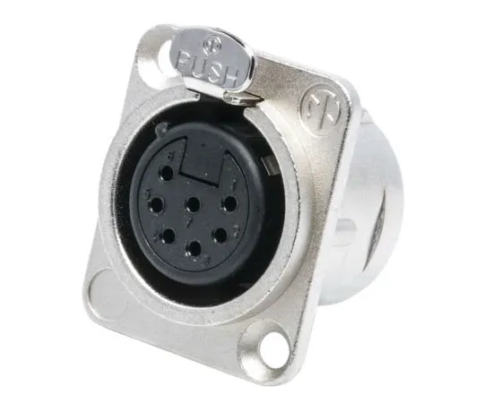 63-7550-58 Neutrik 7 Way Panel Mount XLR Connector, Female, Silver over Nickel Plated Contacts, 50 V NC7FD-L-1