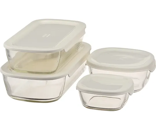 67-3056-10 Stacking Heat Resistant Glass Container 4 Pieces KSTL-4004-OW