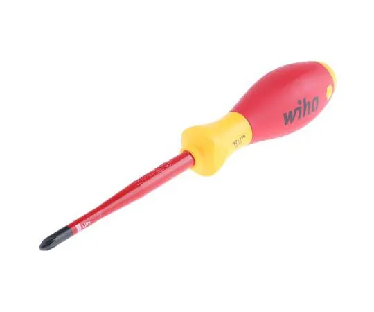 63-7724-19 Wiha Tools, VDE 1000V Approved Phillips Insulated Screwdriver PH2 Tip 100 mm Chrome Vanadium Molybdenum Steel 35394
