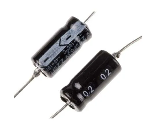 63-7727-71 RS PRO 2.2μF 63V dc Aluminium Electrolytic Capacitor, Through Hole 6 (Dia.) x 13mm +105°C 6mm 13mm 170-1070