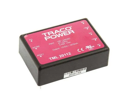 63-7725-59 TRACOPOWER 20W 1 Output Embedded Switch Mode Power Supply SMPS, 1.67A, 12V dc Encapsulated TML 20112