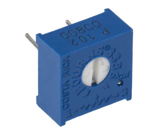 63-7609-04 1kΩ Through Hole Trimmer Potentiometer 0.5W Top Adjust Bourns 3386 Series 3386P-1-102LF