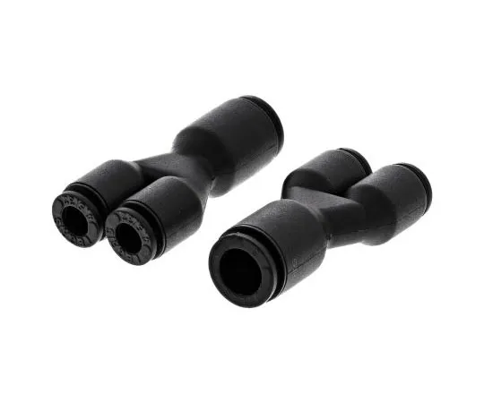 63-7640-73 Legris 3140 Pneumatic Y Tube-to-Tube Adapter, Push In 4 mm x Push In 4 mm x Push In 6 mm 3140 04 06