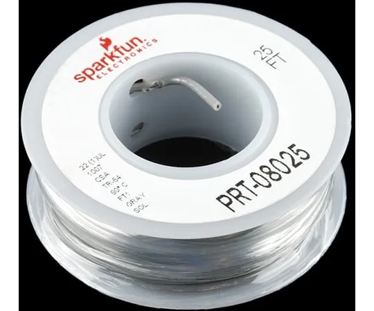 67-0454-20 Hook-up Wire - Gray(22 AWG) PRT-08025
