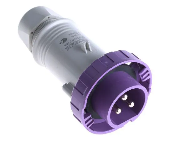 63-7665-58　RS PRO IP67 Purple Cable Mount 3P Industrial Power Plug, Rated At 16A, 20 → 25 V　668-5385