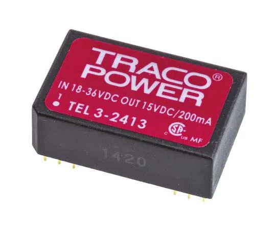 63-7724-65 TRACOPOWER TEL 3 3W Isolated DC-DC Converter Through Hole, Voltage in 18 → 36 V dc, Voltage out 15V dc TEL 3-2413