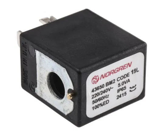 63-7638-17 Norgren 220/240V ac 5 (Hold) VA, 6 (Inrush) VA Replacement Solenoid Coil, Compatible With V60, V61, V62, V63 V10626-A19L