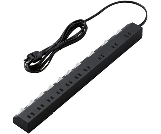 65-0586-88 Lightning Guard Tap Individual Switch with Dust Prevention Shutter with Rotating Legs Fixed & Hangable 10 units 2.5 m Black ECT-1625BK