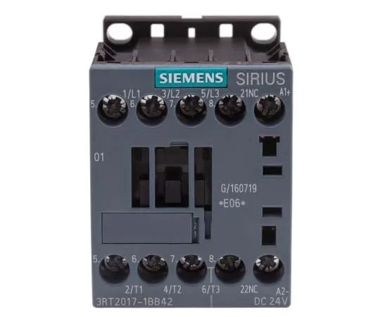 63-7721-45 Siemens 3 Pole Contactor, 12 A, 24 V dc Coil, SIRIUS Innovation, 3NO, 5.5 kW 3RT2017-1BB42