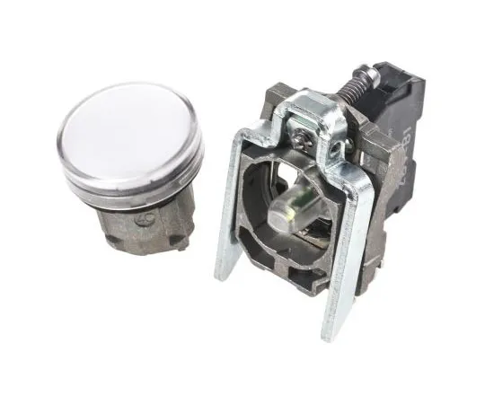 63-7632-73 Schneider Electric Harmony XB4 White LED Pilot Light, 22mm Cutout, IP66, IP67, IP69, IP69K, 24 V ac/dc, 3 A ac, 270 mA XB4BVB1
