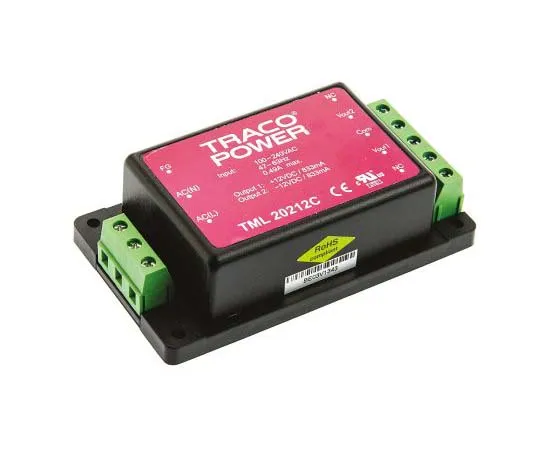 63-7725-77 TRACOPOWER 20W Dual Output Embedded Switch Mode Power Supply SMPS, 833mA, ±12V dc Encapsulated TML 20212C