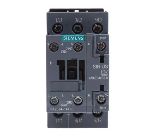 63-7721-63 Siemens 3 Pole Contactor, 12 A, 110 V ac Coil, SIRIUS Innovation, 3NO, 5.5 kW 3RT2024-1AF00