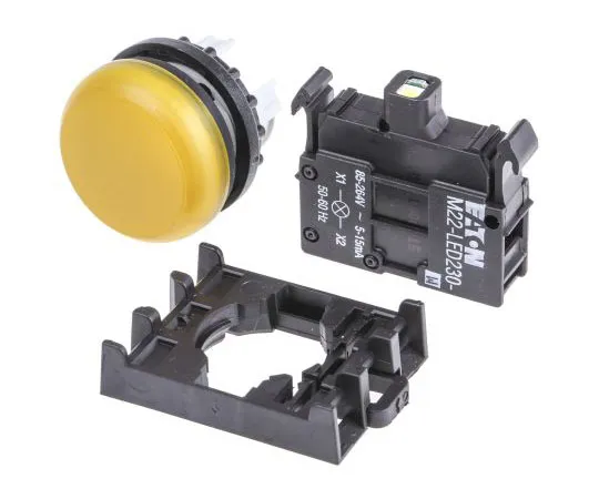 63-7554-95 Eaton M22 Series, Yellow Pilot Light Head, 22.5mm Cutout 78639222 & M22-L-Y+M22-A+M22-LED230-W