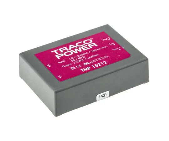 63-7654-59 TRACOPOWER 15W Dual Output Embedded Switch Mode Power Supply SMPS, 650mA, ±12V dc Encapsulated TMP 15212