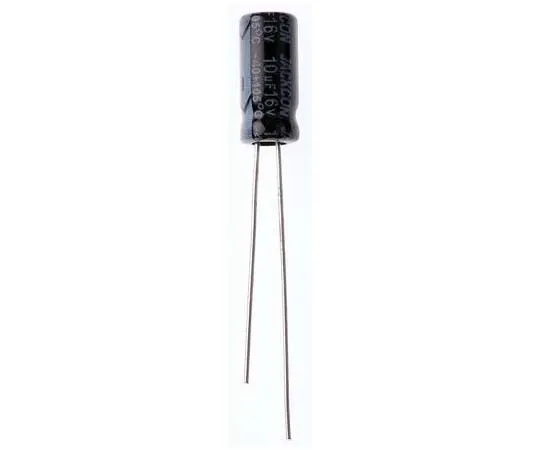 63-7736-38　RS PRO 10μF 16V dc Aluminium Electrolytic Capacitor, Through Hole 5 (Dia.) x 11mm +105°C 5mm 2mm 11mm　170-1162