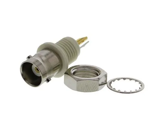 63-7711-73 Amphenol Straight 50Ω Panel Mount Bulkhead Fitting BNC Connector, jack, Nickel, Solder Termination B6651B1-NNYL3G-50