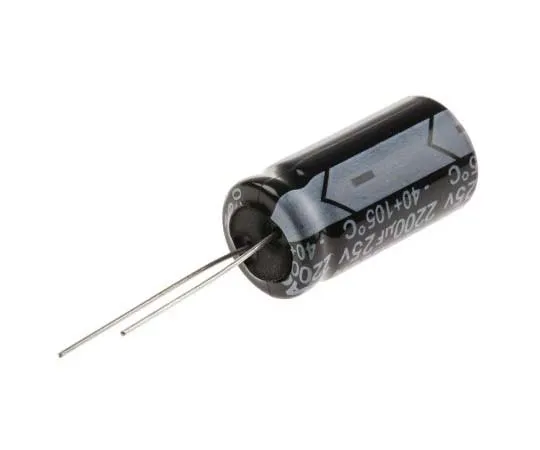 63-7736-90 RS PRO 2200μF 25V dc Aluminium Electrolytic Capacitor, Through Hole 13 (Dia.) x 26mm +105°C 13mm 5mm 26mm 170-1204