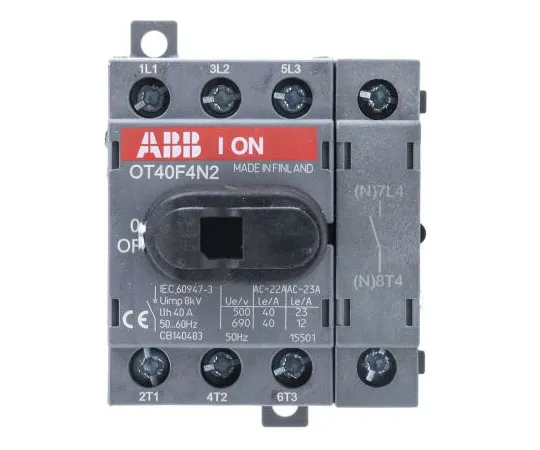 63-7692-05 4 Pole DIN Rail Non F***d Isolator Switch, 40 A, 11 kW, IP20 OT40F4N2  1SCA104932R1001