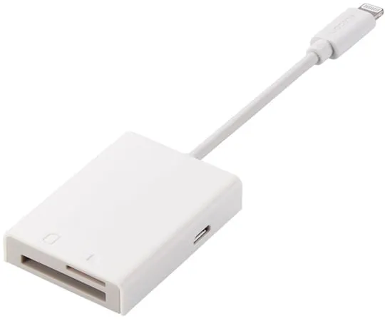 64-9713-01 Lightning Card Reader SD + microSD Type-C Conversion Adapter Attached Cable 7cm White MR-LC201WH