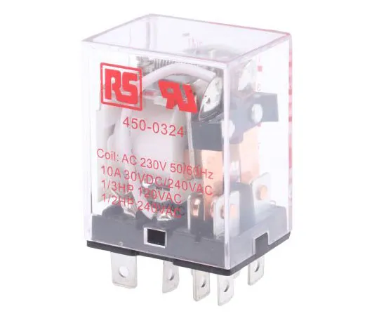 63-7551-65 RS PRO DPDT Non-Latching Relay Plug In, 230V ac Coil, 10A 450-0324