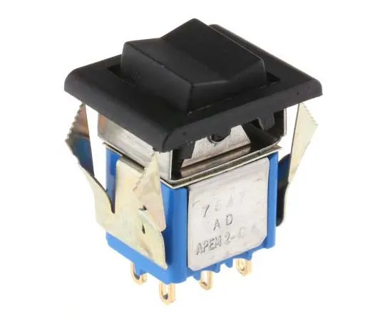 63-7700-12 APEM Double Pole Double Throw (DPDT), (On)-Off-(On) Rocker Switch Panel Mount 7647AD+U1202+U732