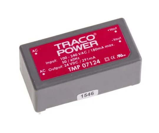 63-7654-53 TRACOPOWER 7W 1 Output Embedded Switch Mode Power Supply SMPS, 291mA, 24V dc Encapsulated TMP 07124