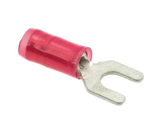 63-7557-30 TE Connectivity PIDG Series Insulated Crimp Spade Connector, 22AWG to 16AWG, M3.5 Stud Size Nylon, Red 34080