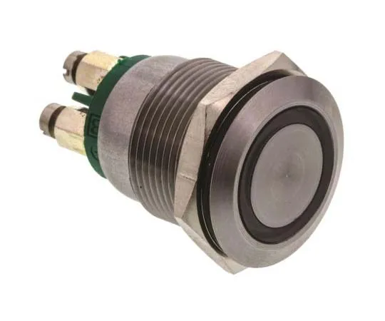 63-7730-34 Bulgin Single Pole Single Throw (SPST) Momentary Green LED Push Button Switch, IP40, 19.2 (Dia.)mm, Panel Mount, 24V dc MPI002/TERM/GN