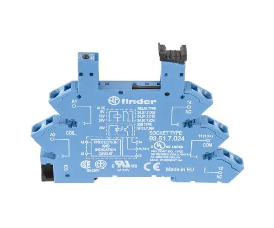 63-7660-29 Finder 5 Pin Relay Socket, 250V ac for *** with 34.51 Series Relay 93.51.7.024