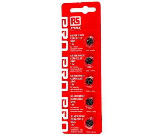 63-7603-69 RS Button Battery, SR45, 1.55V, 9.5mm Diameter 514-7716