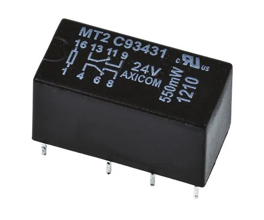 63-7641-30 TE ConnectivityMT2 DPDT Non-Latching Relay PCB Mount, 24V dc Coil, 2A MT2-C93431