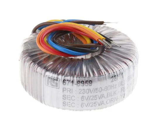 63-7670-62　2 Output Toroidal Transformer, 50VA, 2 x 6V ac　173-0175