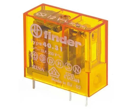 63-7730-45 Finder40 Series SPDT Non-Latching Relay PCB Mount, 12V ac Coil, 10A 40.31.8.012.0000