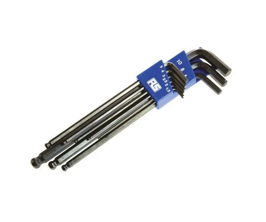 63-7551-52 RS Pro 9 pieces 1.5 mm, 2 mm, 2.5 mm, 3 mm, 4 mm, 5 mm, 6 mm, 8 mm, 10 mm Ball End Hex Key Set 449-9606