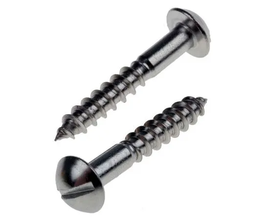 63-7575-86 Slot Round Stainless Steel Wood Screw, A2 304, 4mm Thread, 25mm Length 483-3062