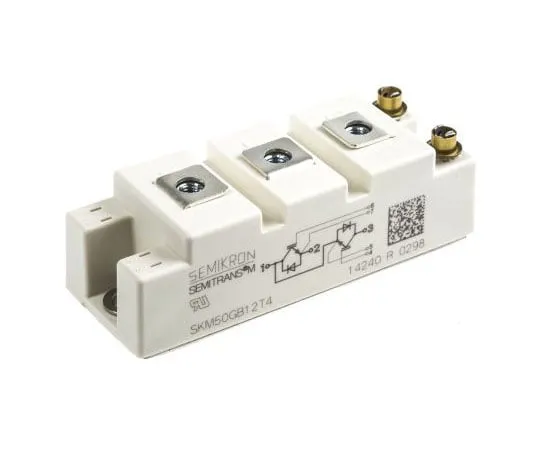 63-7694-11 Semikron SKM50GB12T4 , SEMITRANS2 , N-Channel Dual Half Bridge IGBT Module, 81 A max, 1200 V, Panel Mount SKM50GB12T4