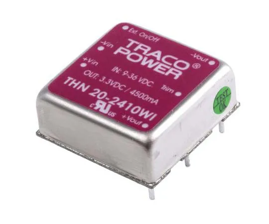 63-7725-21　TRACOPOWER THN 20WI 20W Isolated DC-DC Converter Through Hole, Voltage in 9 → 36 V dc, Voltage out 3.3V dc　THN 20-2410WI