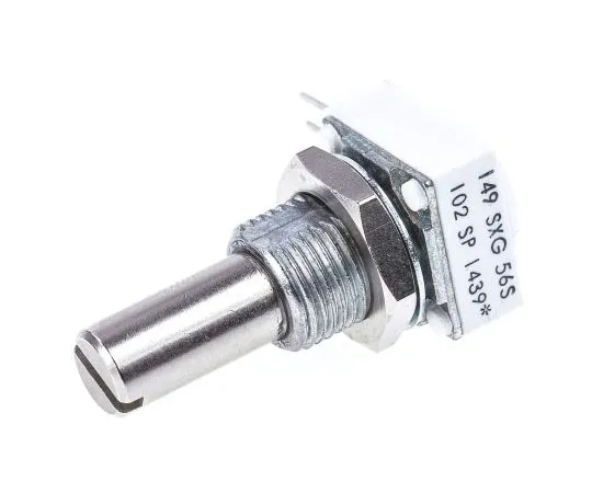 63-7578-16 Vishay 1 Gang Rotary Cermet Potentiometer with a 6.35 mm Dia. Shaft, 1kΩ, ±10%, 1W, Linear 14910F0GJSX10102KA 14910F0GJSX10102KA