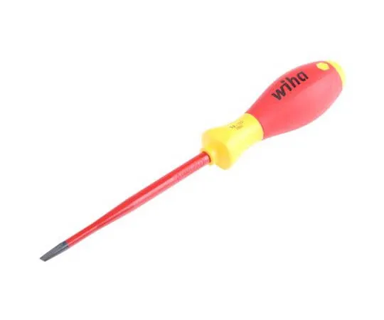 63-7724-15 Wiha Tools, VDE 1000V Approved Slotted Insulated Screwdriver 5.5 mm Tip 125 mm Chrome Vanadium Molybdenum Steel 35391