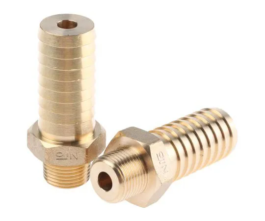 63-7641-68 Nitto Kohki Straight Brass Hose Connector, 3/8 in R Male 2664EA4