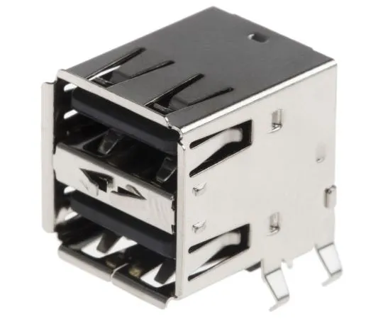 63-7674-87 ASSMANN WSW Dual Port Right Angle Through Hole Type A USB Connector, Receptacle A-USB A-2P-C