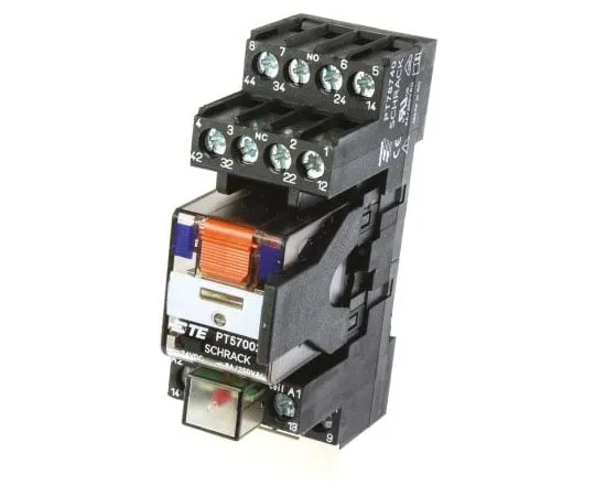 63-7586-67 TE ConnectivityPT 4PDT Non-Latching Relay DIN Rail, 24V dc Coil, 6A PT5S7LC4 1415076-1