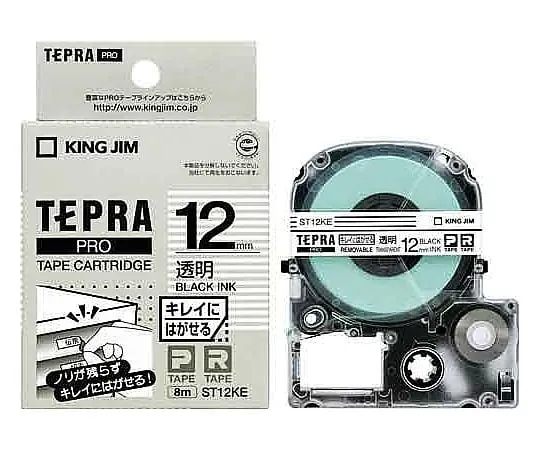 62-6875-54 Tepla PRO Tape Cartridge Clear black characters 12 mm wide that can be removed cleanly ST12KE