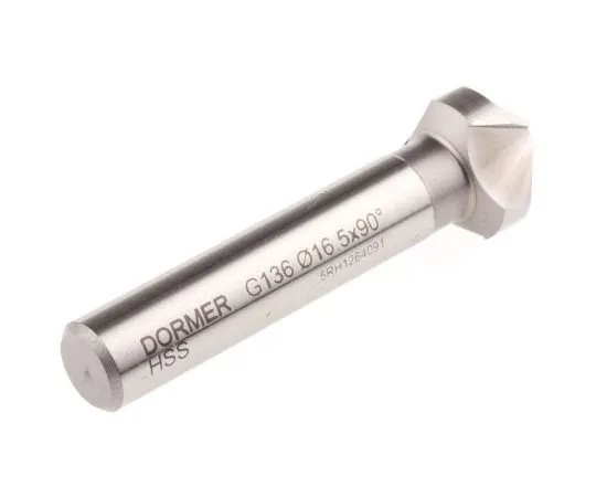 63-7659-71 Dormer HSS 60 mm 90° Countersink Drill Bit, 16.5mm Head Diameter, 3 Flutes G13616.5